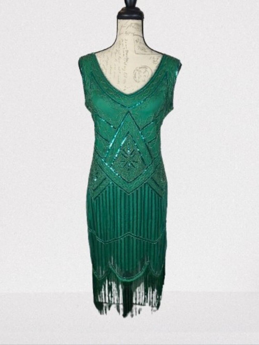 Meet Your Retro Beauty Embellished Reproduction Flapper Dress Green Wmn's Lg